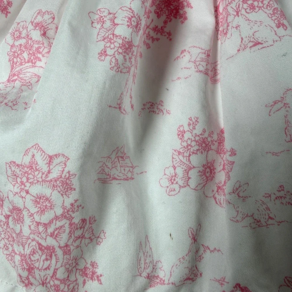 Janie‎ and Jack Baby Girls Pink White Toile Bunny Ruffle Dress 3-6 Months